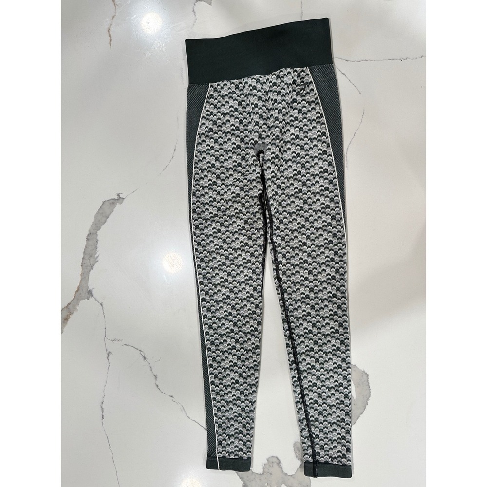 Gymshark Geo Seamless Leggings Dark Green Grey Geometric High Waist Small